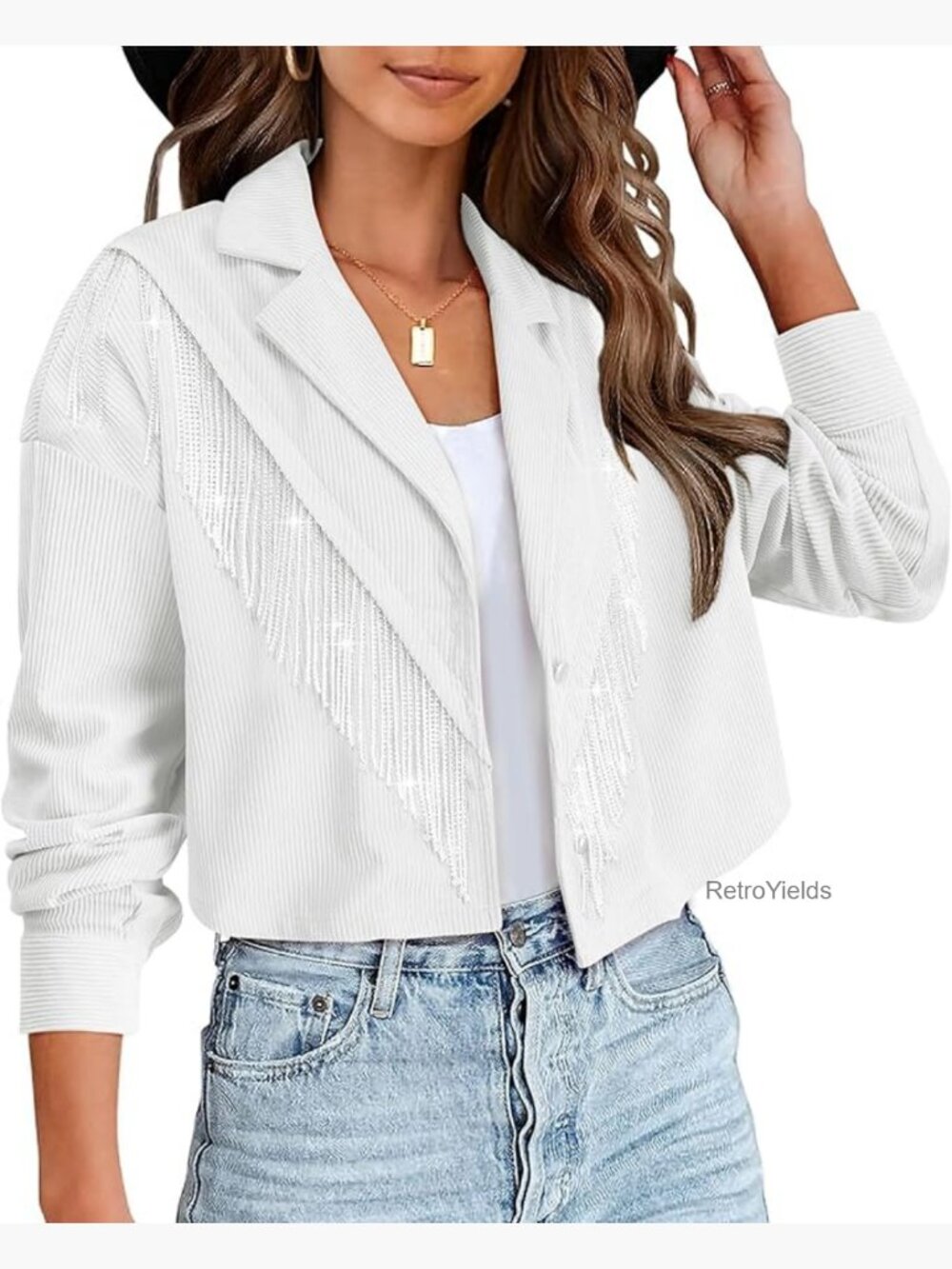 Fringe Jacket Western Cowgirl Concert Outfit Sparkly Cropped Tassel Shacket